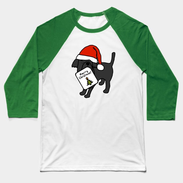 Cute Dog says Merry Christmas Baseball T-Shirt by ellenhenryart